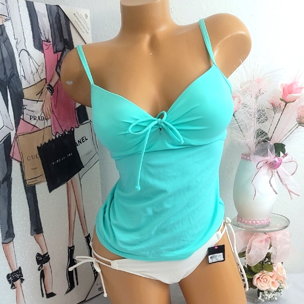 1971 VICTORIA'S SECRET Aqua Spaghetti Strap Top SET NWT